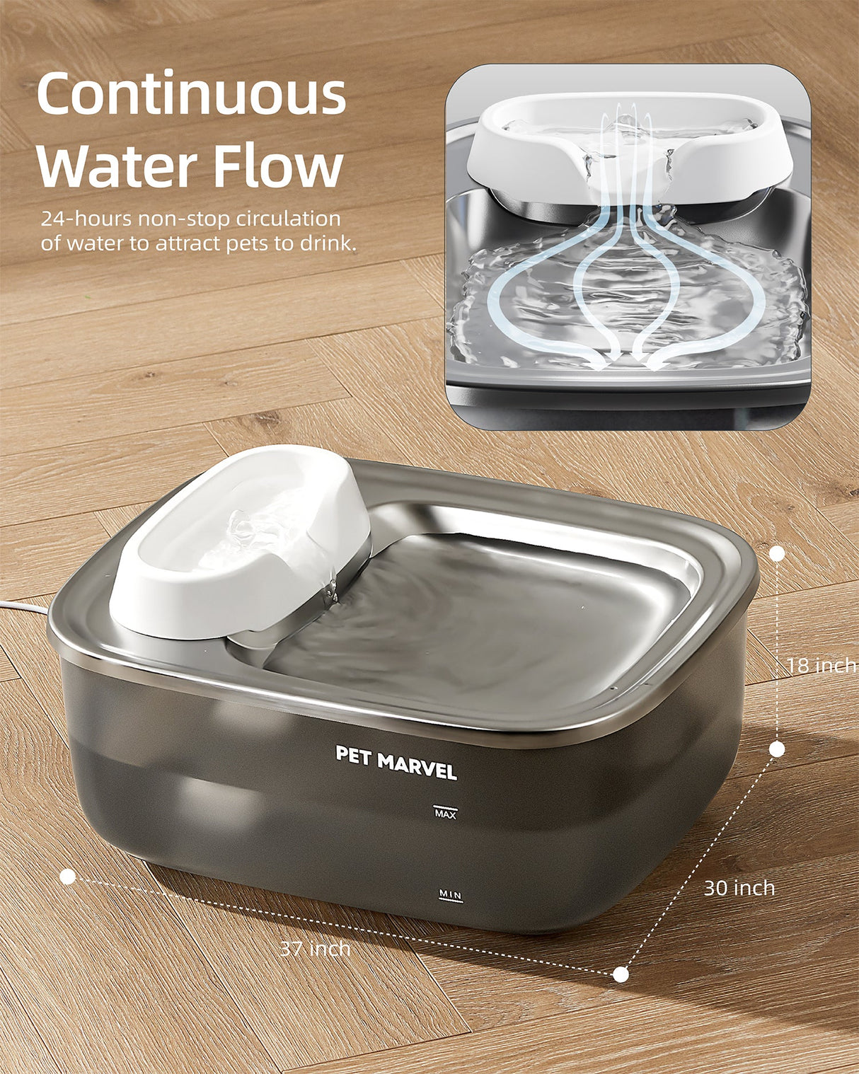 Dog Water Fountain F1 7L for Dogs, Multiple Cats, Birds